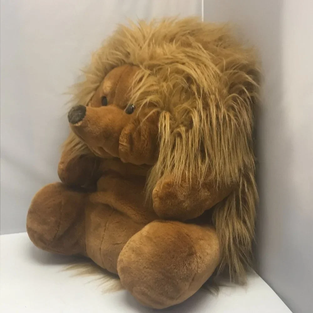 Jumbo Giant Brown Fluffy Porcupine Plush Stuffed Animal Soft Toy 20" - Picture 4 of 6